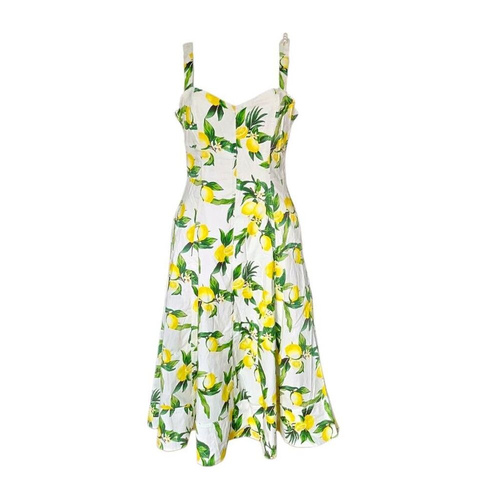 avec les filles printed corset bodice midi dress